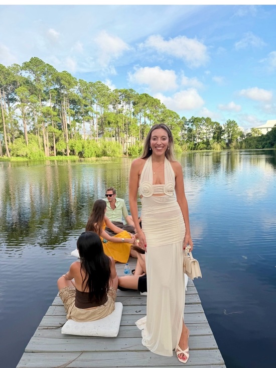 Bec & Bridge Dresses & Skirts - Bec & Bridge Cream Halter Rosette Maxi Dress